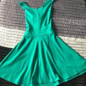 Green Strappy Back Mini Skater Dress